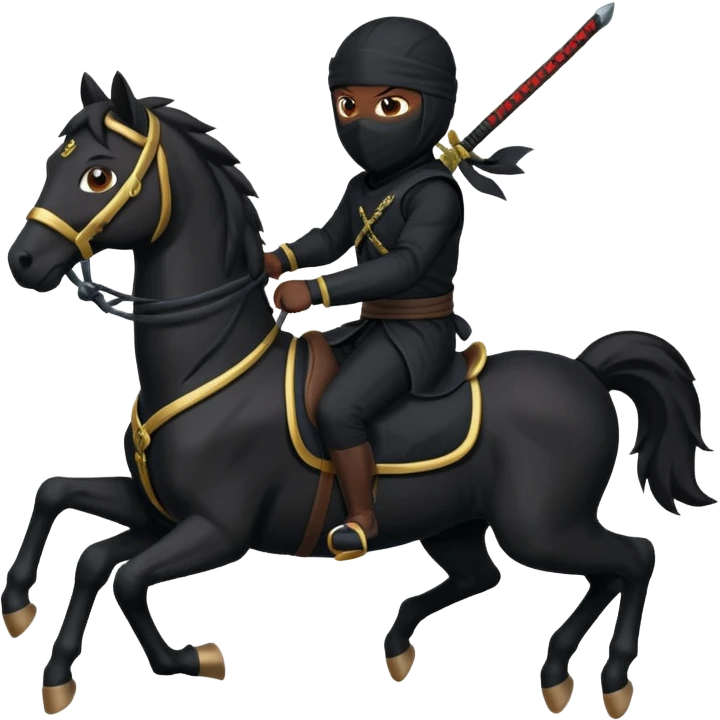 ninja riding horse wearing racing cloth black emoji