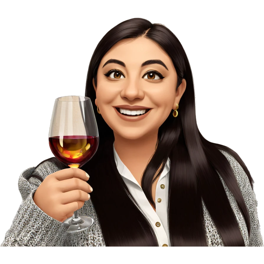 smiling girl with wine glass emoji