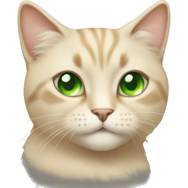 Beige cat with green eyes fluffy emoji