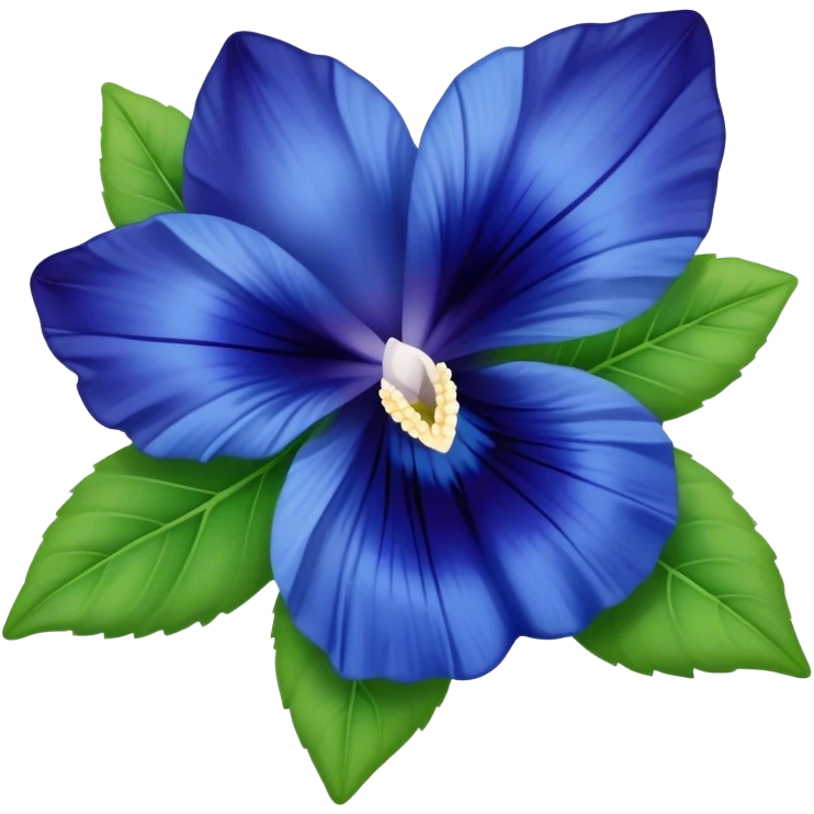big single Blue Butterfly Pea flower, leaf emoji