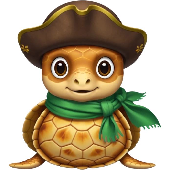 cute sea turtle wearing a gren pirate scarf emoji