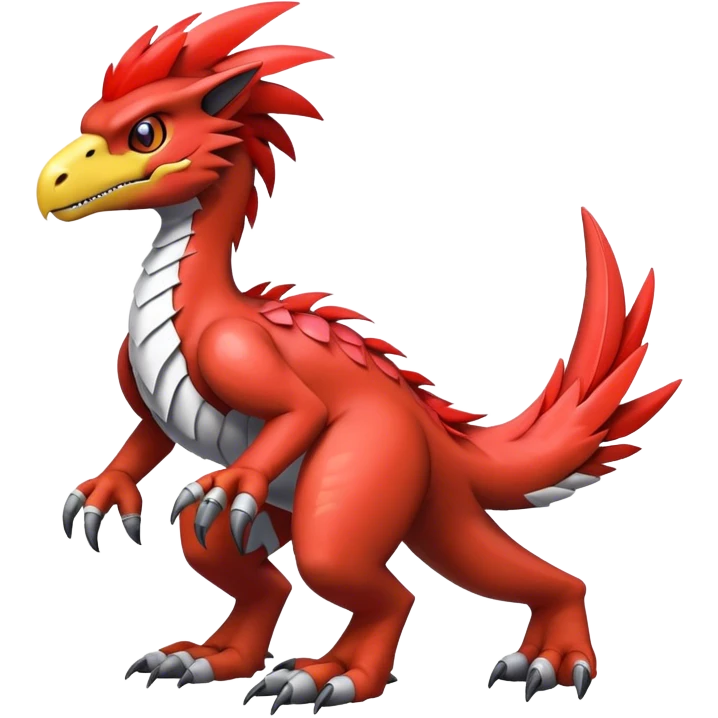 Furry feather-mane Cool Edgy shiny Digimon-Fakemon-Guilmon-Velociraptor full body   emoji