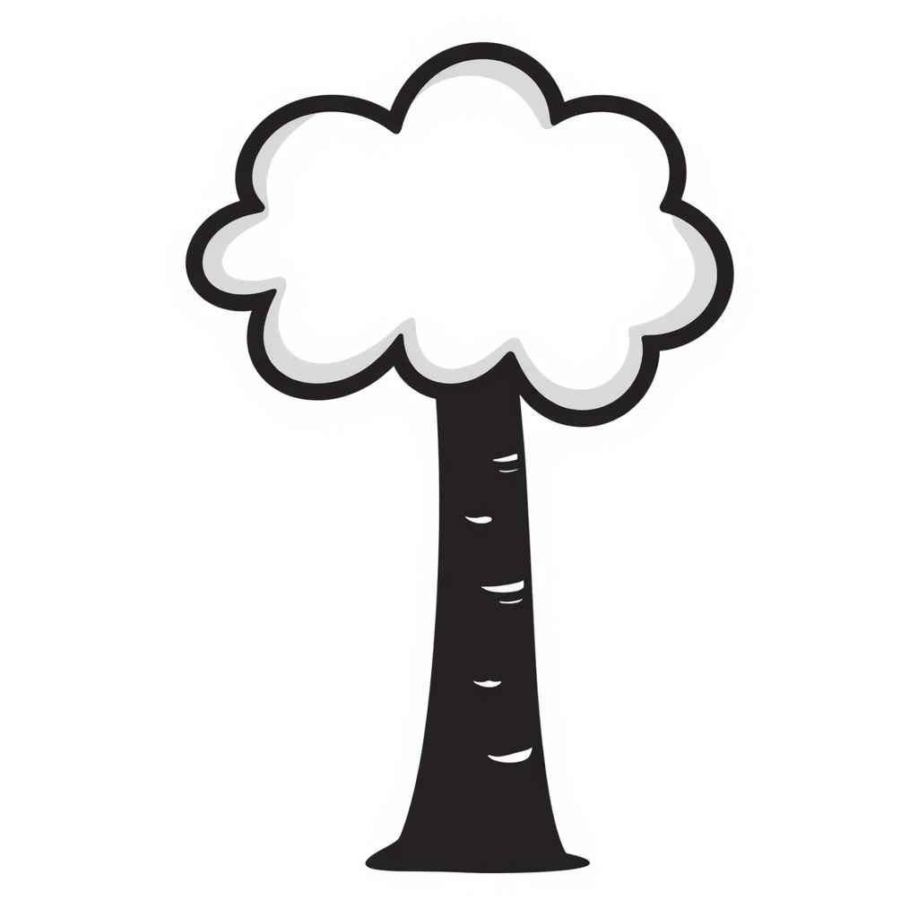 hand drawn doodle tree with playful accents emoji