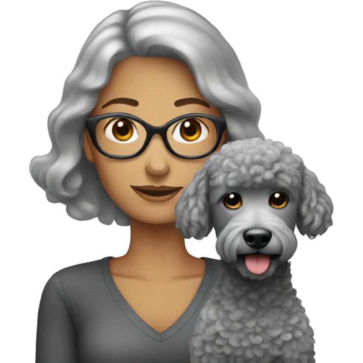 Woman with grey poodle emoji
