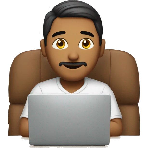 A man in a capiglione at a computer. emoji