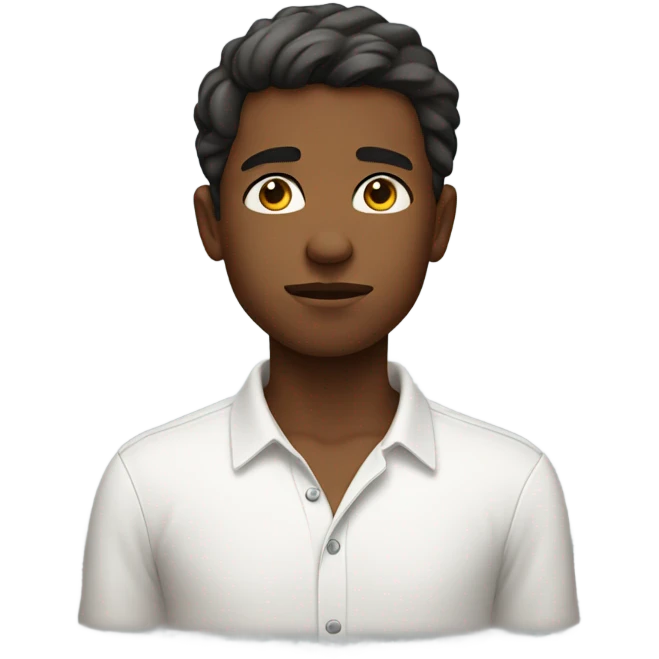 thoughtful boy in white shirt with eyes shut emoji