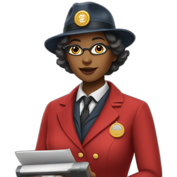 train stationmaster lady in red emoji