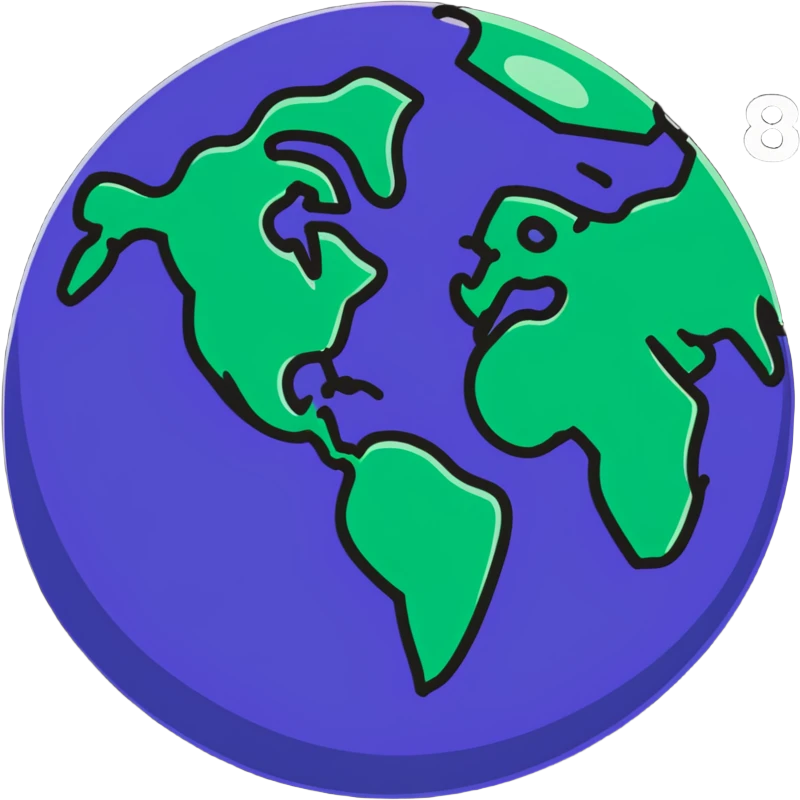 Globe of Earth with landmasses forming the number 812 emoji