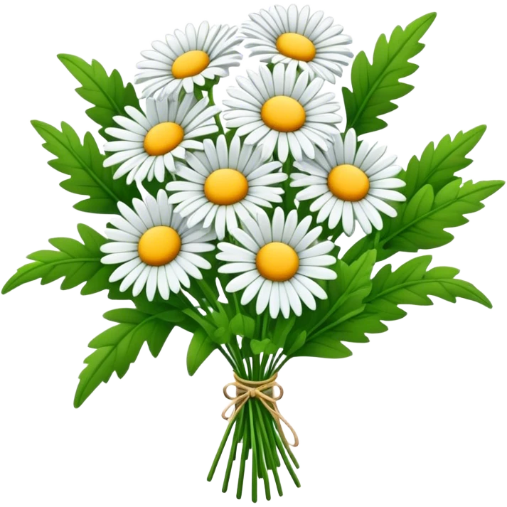 big bouquet Daisy Fleabane stem, leaf emoji