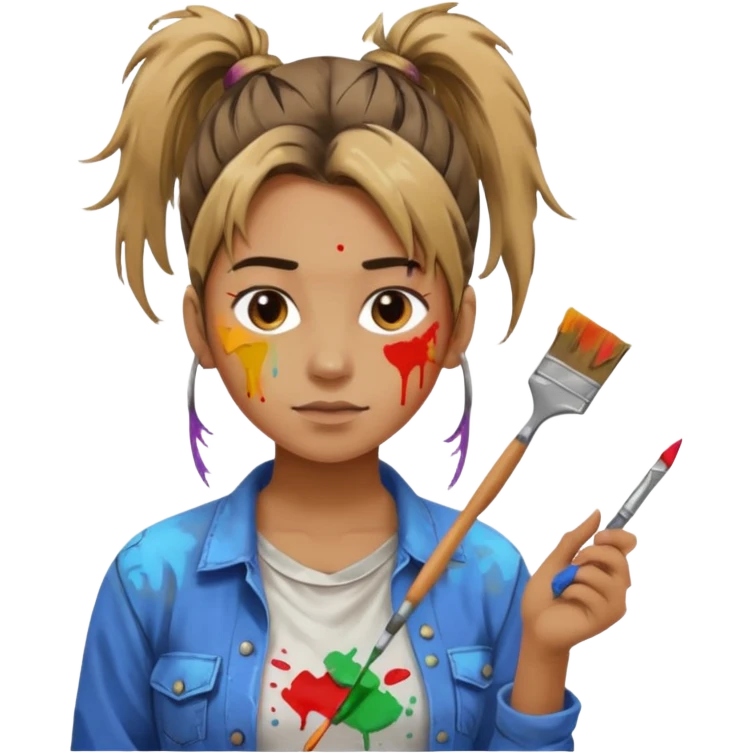 Artist with messy ponytail emoji