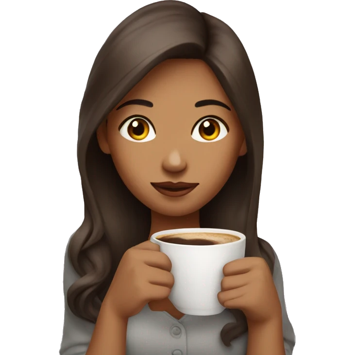 Girl with coffee blushing emoji