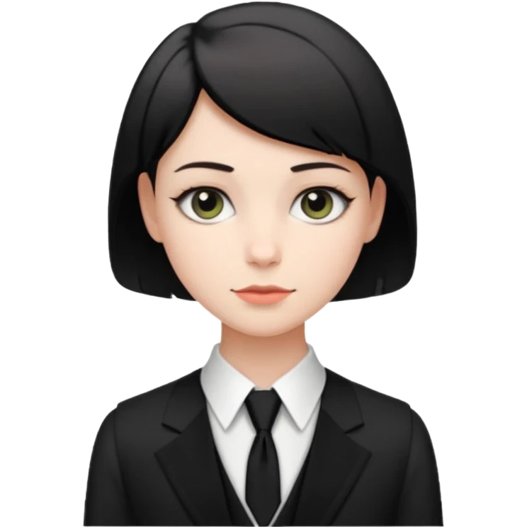 pale girl who has very short hair, formal wear with black tie and a vest emoji