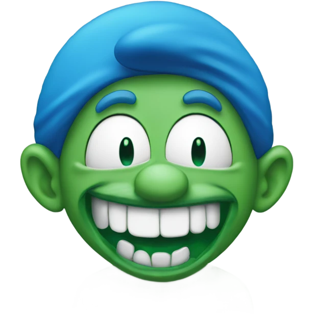 blue round smurf with giant green teeth emoji