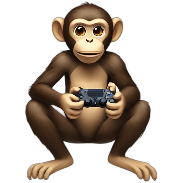 Monkey playing ps4 emoji