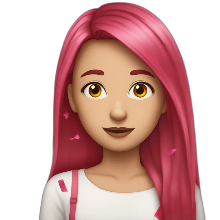 girl-long-straight-rosered-hair-confetti emoji
