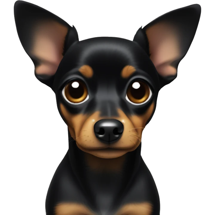 Small black Chiweenie with white chest with droopy ears  emoji