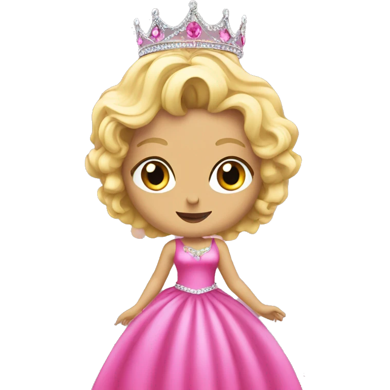 blonde disco queen in pink dress with a tiara emoji