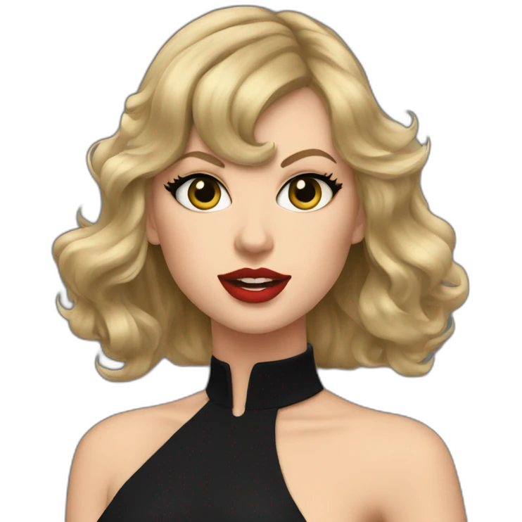 Taylor swift with black dress and she's disgust emoji
