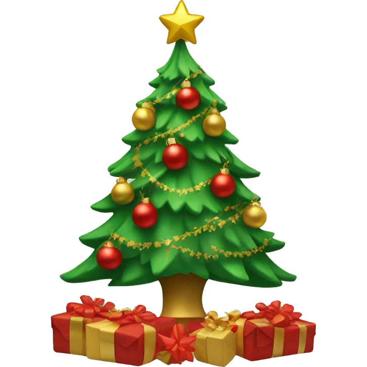 Green Christmas tree with red and gold decorations  emoji