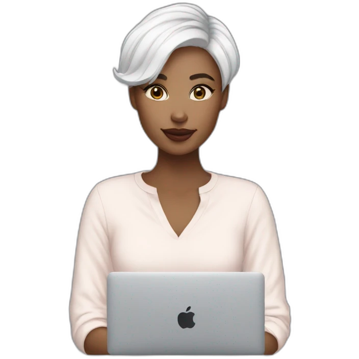it-girl-white-short-hair-with-macbook emoji
