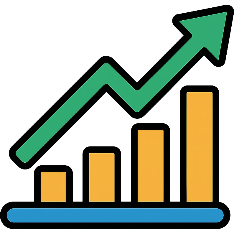 stock chart with green arrow up emoji