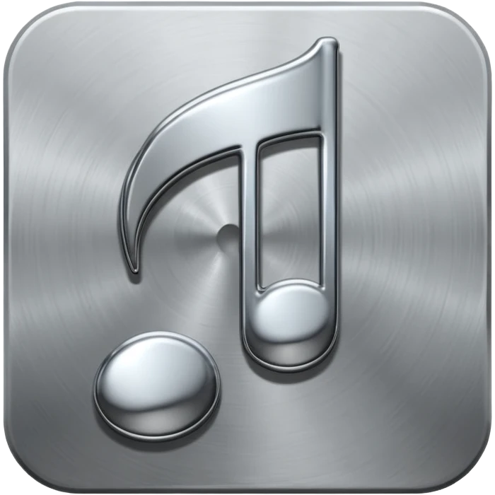 music note with a chromic metal texture, no gold emoji