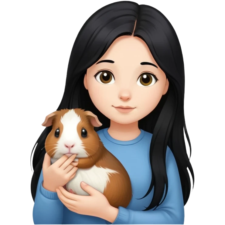 black long hair girl holding a Guinea pig emoji
