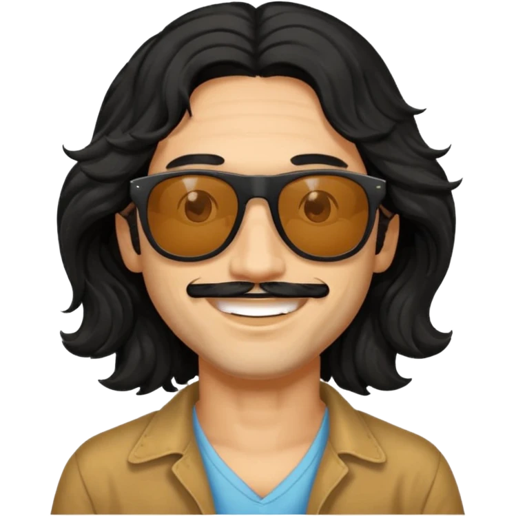 man in hippies type, wearing sunglasses, black wavy hair emoji