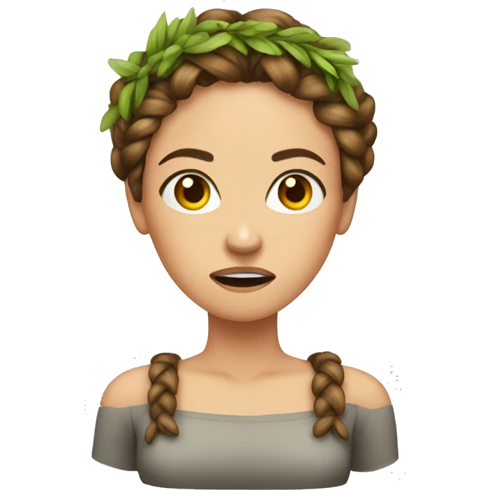 angry woman with Braid wreath (Braid crown) hairstyle in emoji