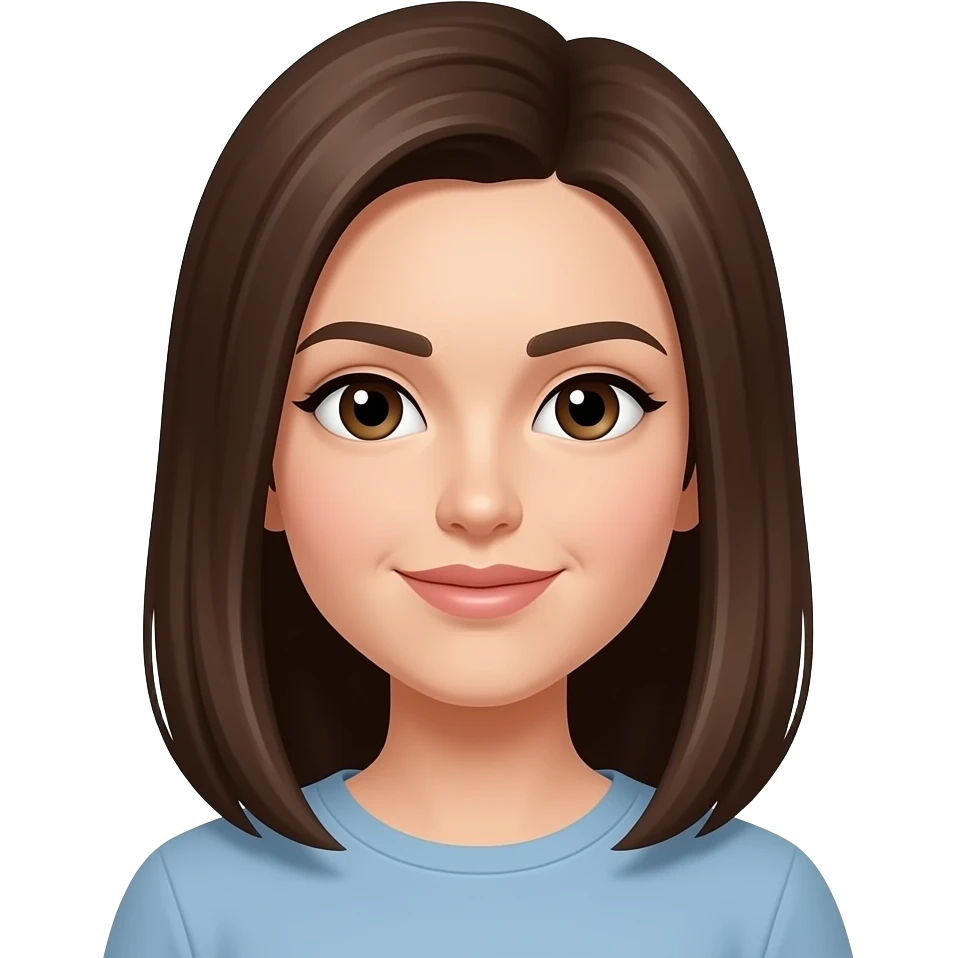 Morena do cabelo liso com o cabelo médio emoji