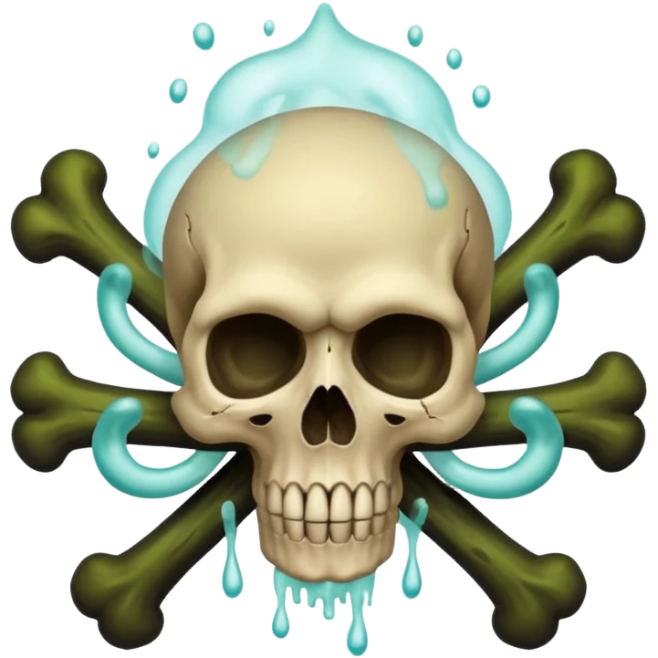 a poisonous cloud of gas, dark swamp color, with an image of a skull and two crossed bones behind the skull emoji