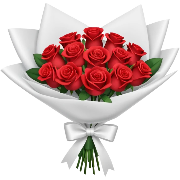 bouquet of roses with bow and wrapping paper emoji