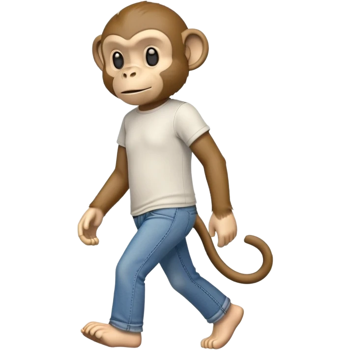 anthropomorphised monkey in jeans and t-shirt walking upright emoji