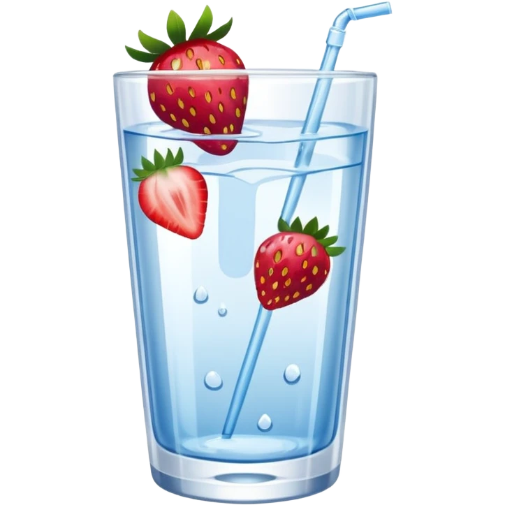 glass of water with strawberry slices emoji