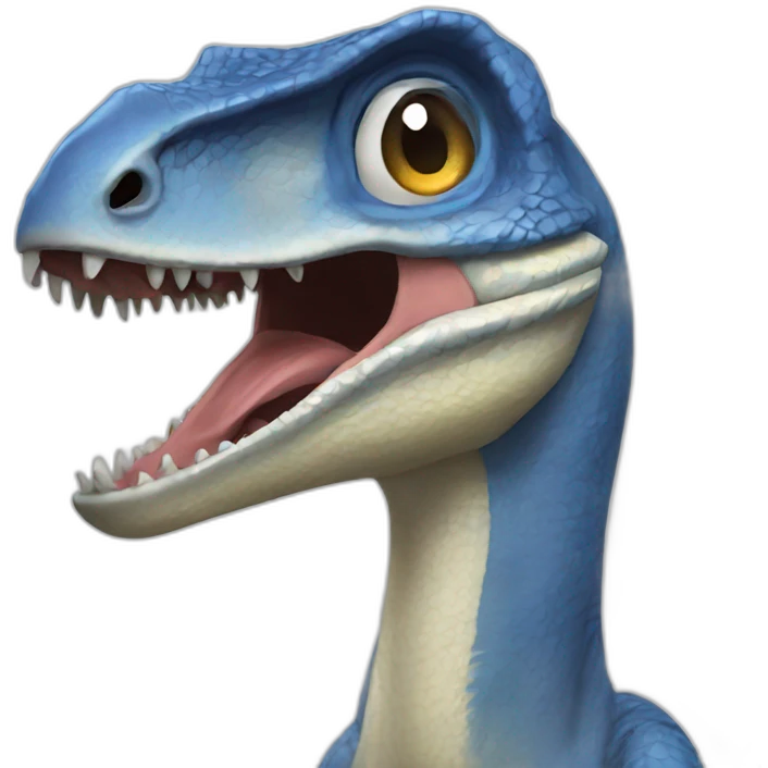 blue velociraptor thinking emoji