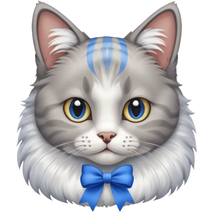 cat with blue ribbon on ear emoji