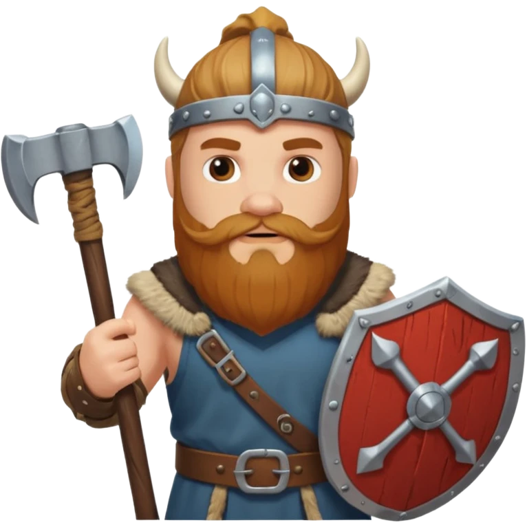 Bearded viking holding axe and shield emoji