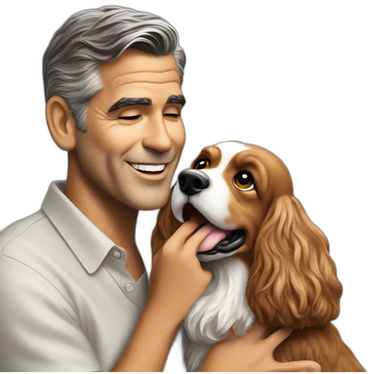 george clooney petting a cocker spaniel emoji