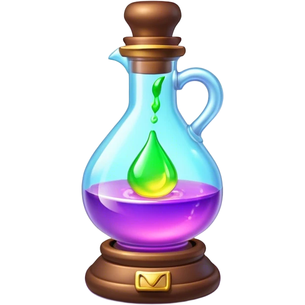 Clash of Clans aesthetic: Cinematic Playful Pixel 3D Magic Potion Portrait Emoji, rendered in a 3D vector-style similar to standard emojis with minimal shading and bold, simplified shapes. A compact, distinct form with signature details, softly glowing with a pixelated adventure charm. Simplified yet unmistakably iconic, highly detailed and consistent, glowing with a soft radiance and high shine. Stylized with a touch of classic pixel-art charm and a soft glowing outline, capturing the essence of a beloved gaming relic with a friendly, playful manner! emoji