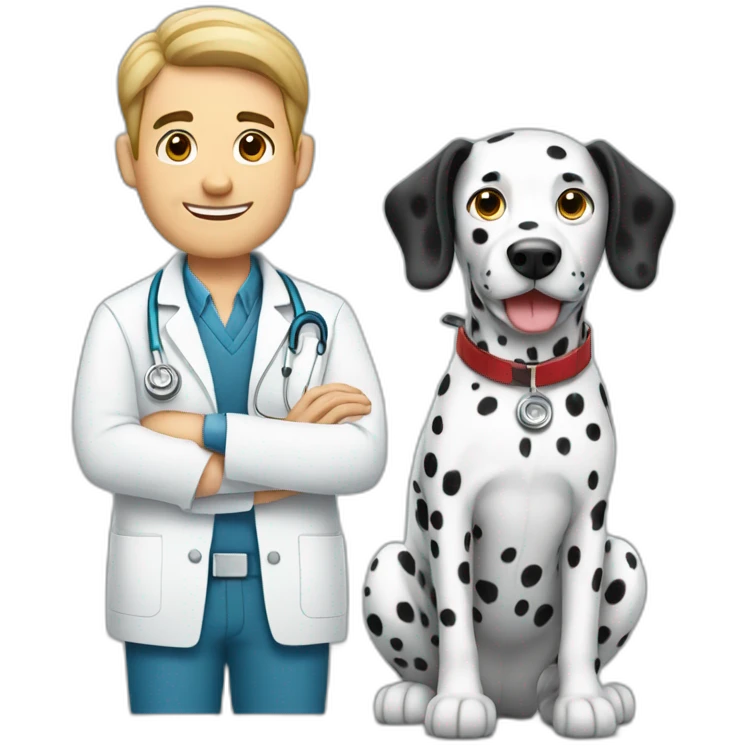 male veterinarian with dalmatian emoji
