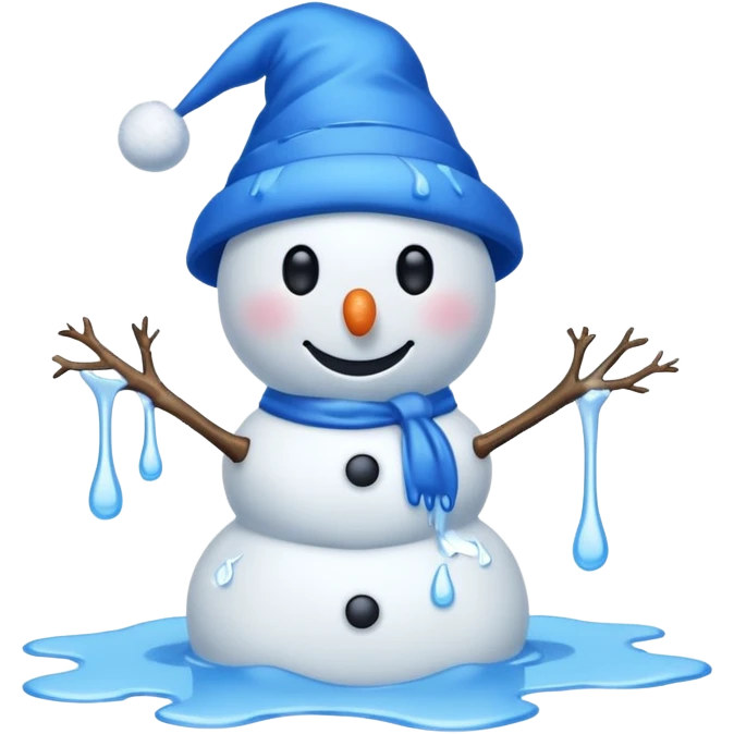 melting snowman with blue hat full body emoji