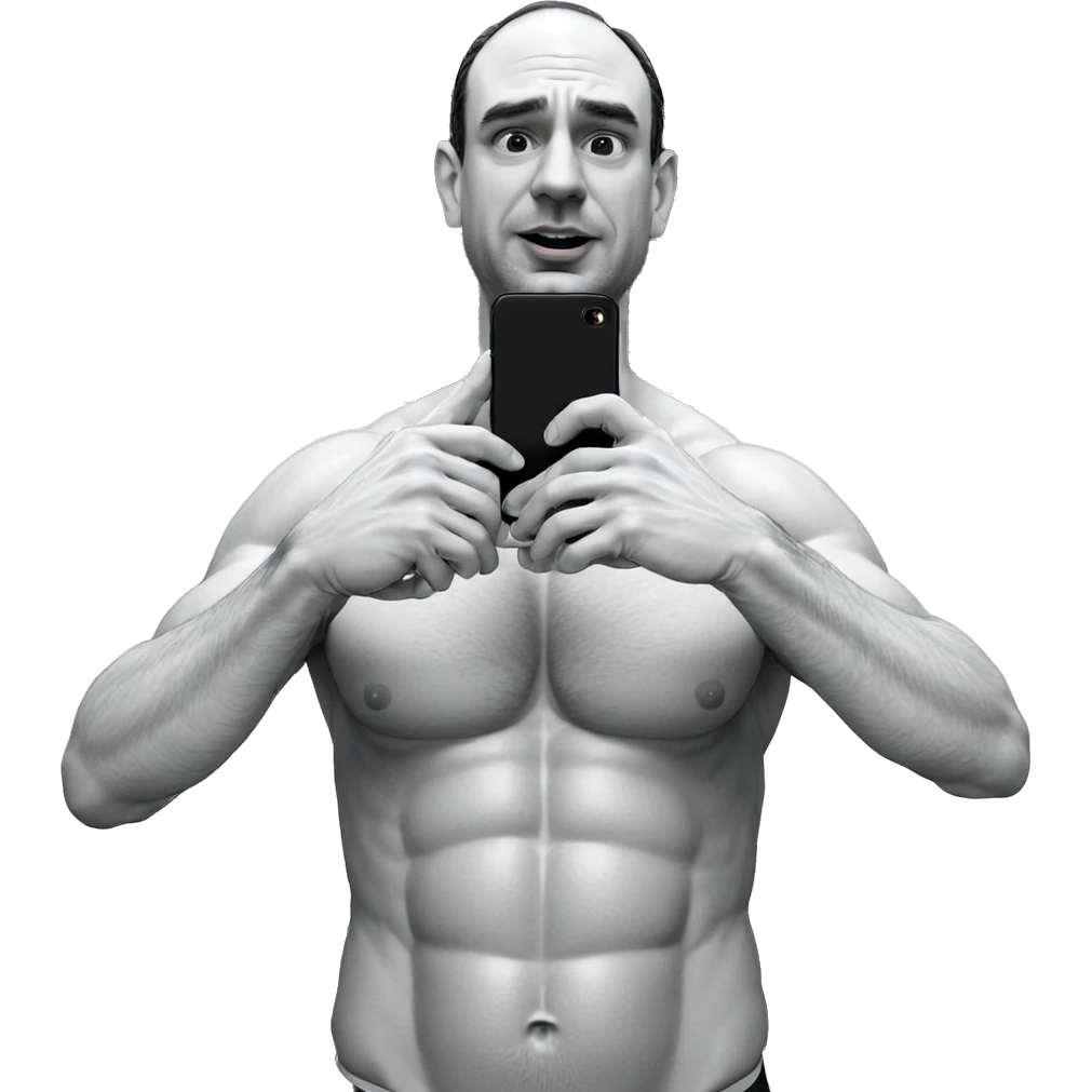 muscular male in bathroom mirror emoji