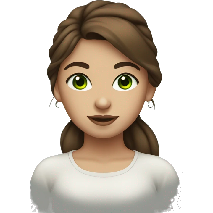 Girl with brown hair, green eyes , and a septum piercing emoji