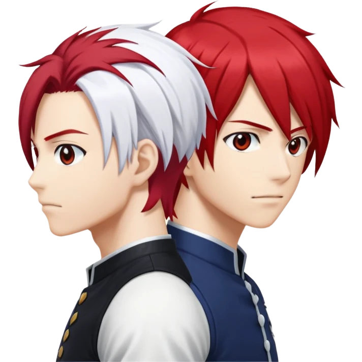 Just Shoto Todoroki's iconic split hairstyle without the face - left side red hair, right side white hair, from My Hero Academia emoji