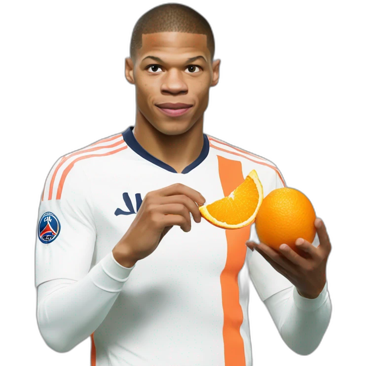 Mbappé qui mange des oranges emoji