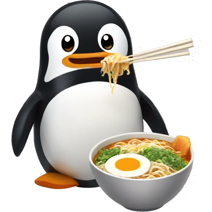 penguin eating ramen  emoji
