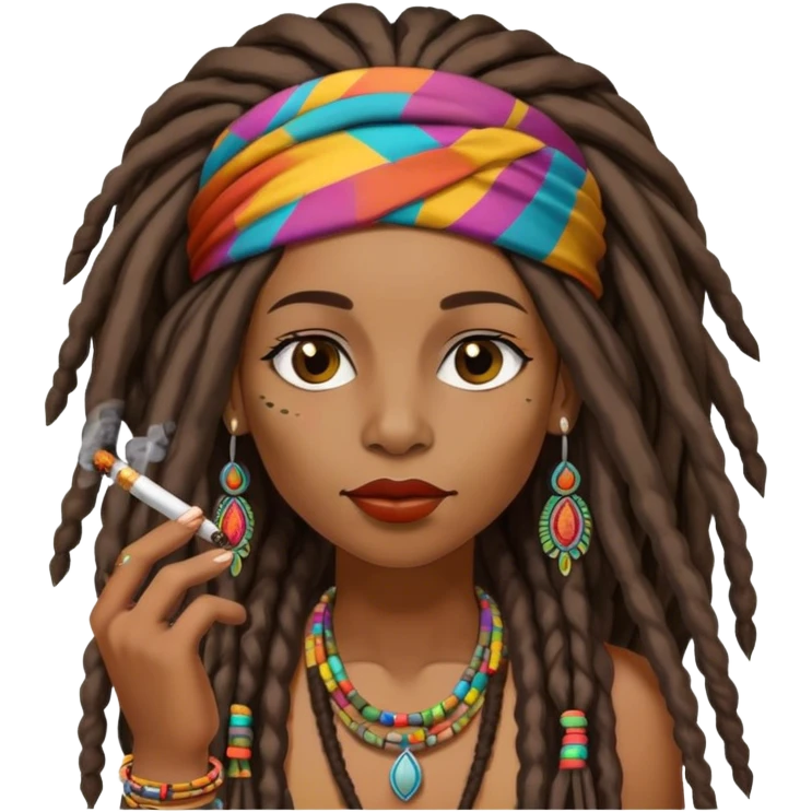 Black hippie female smoking  emoji