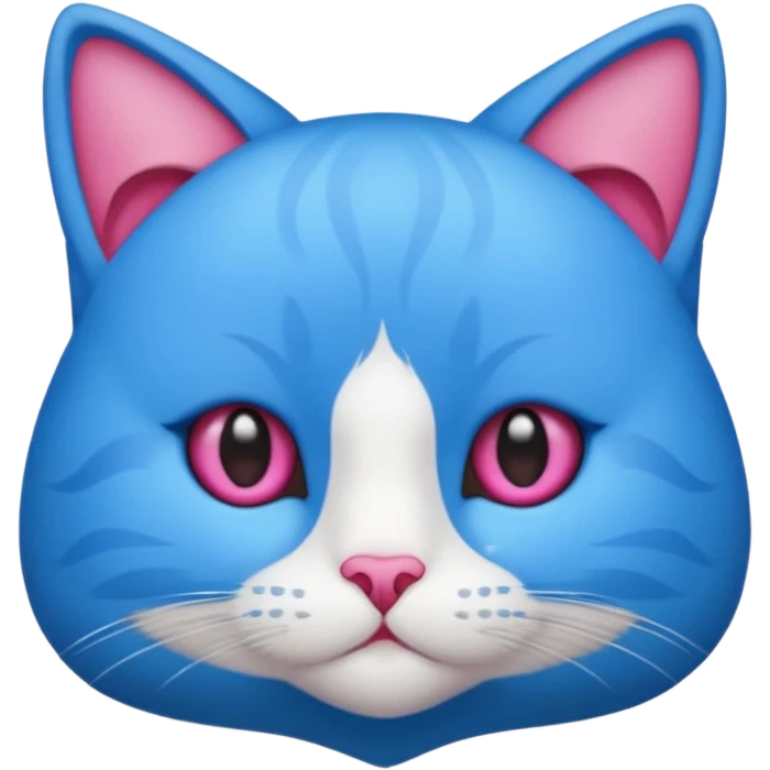 un emoji de lacara de un gato azul con rosa sorprendido emoji
