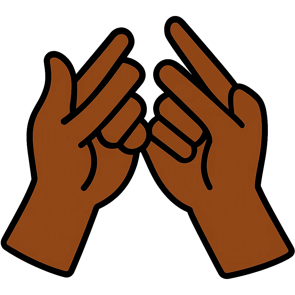 Change the hand colors to a dark skin tone, keep the pinky promise gesture, no background. emoji