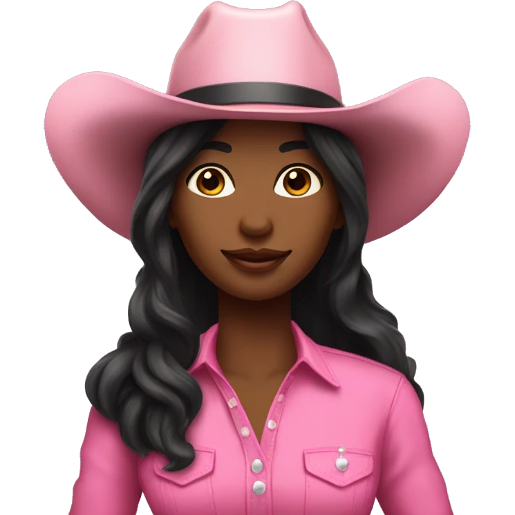 Pretty black cowgirl long hair wearing pink gallon hat emoji